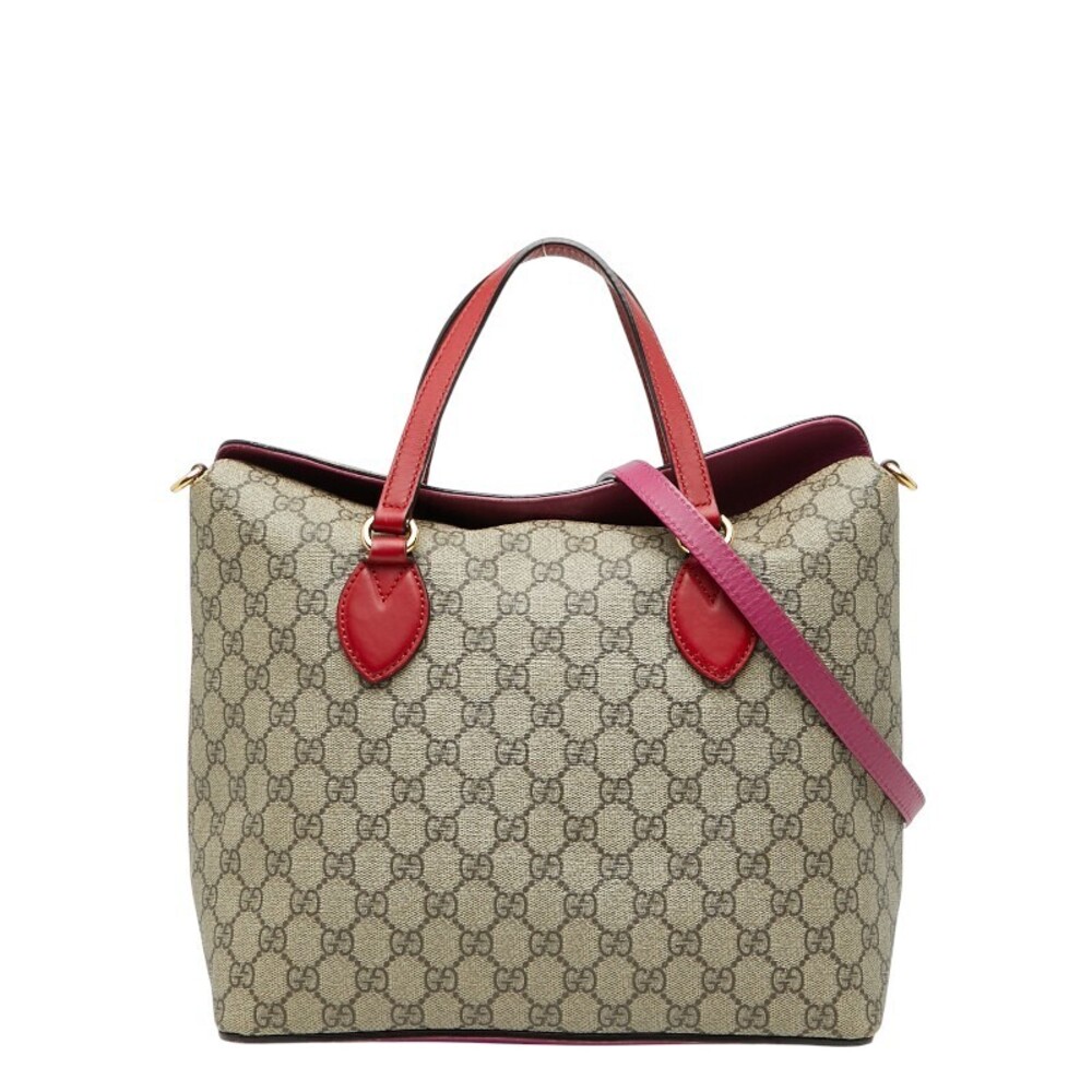 Gucci GG Supreme Tote Shoulder Bag Beige Tan Multicolored Leather